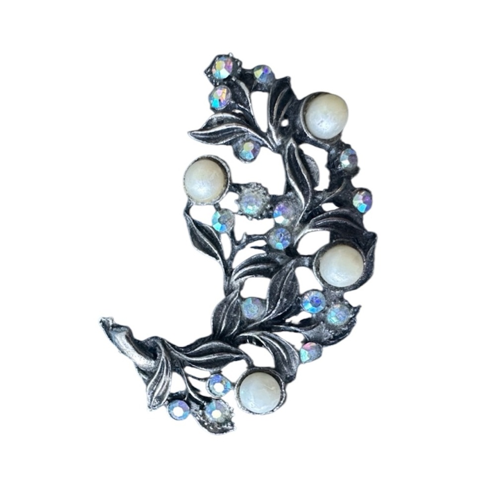Vintage Aurora Borealis Faux Pearl Pin Brooch